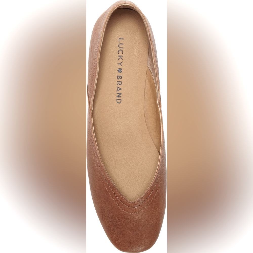 NWT Lucky Brand Leather Alba Skimmer Flats in Umber (Sable Brown) Size 9 1/2 9.5 - Picture 2 of 9